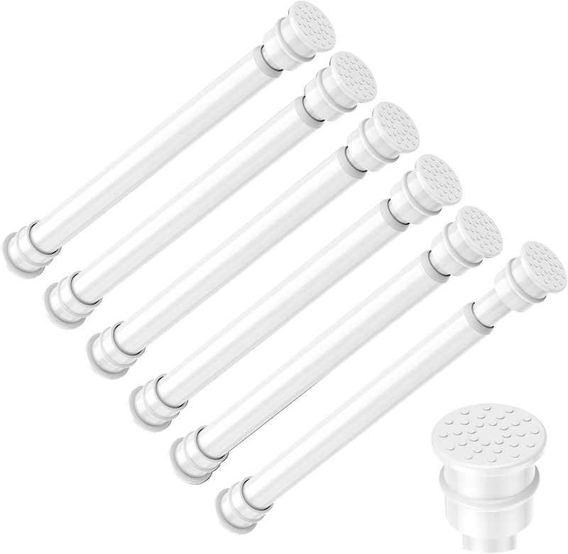 fvonzn Fvonzon 6 Pack Small Tension Rods 8-12.5 Inch, Thin Tension Curtain Rod, Mini Spring Rod for Closet, Cabinet & Kitchen, Tiny Curtain Rod Tension, Short Closet Rods, White - Image 1
